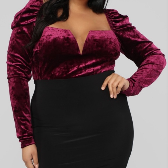 NEW•1X•WILLOW VELVET MERLOT ELEGANT SWEETHEART NECKLINE TOP - Picture 4 of 14